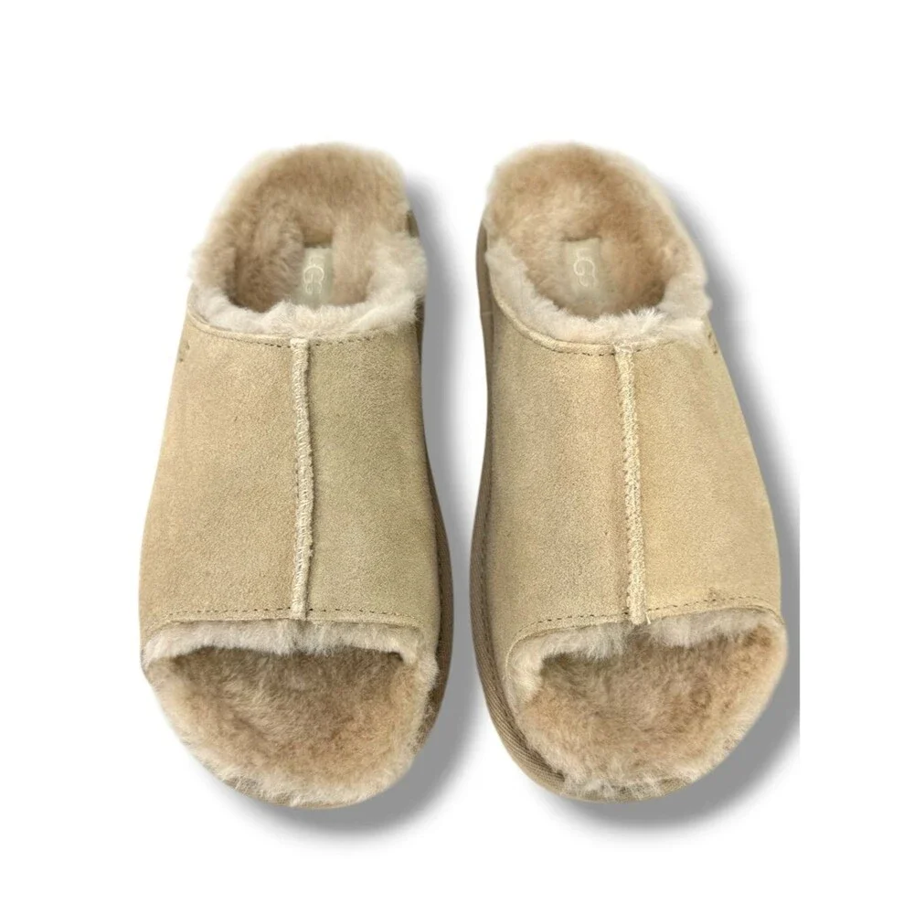 NIB UGG Greenport Suede Shearling Slippers Slip On Slides Size 5 Cozy Cabincore